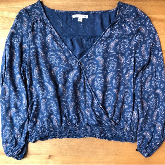 American Eagle 3/4 Sleeve Paisley Style Crop top - Picture 5 of 10